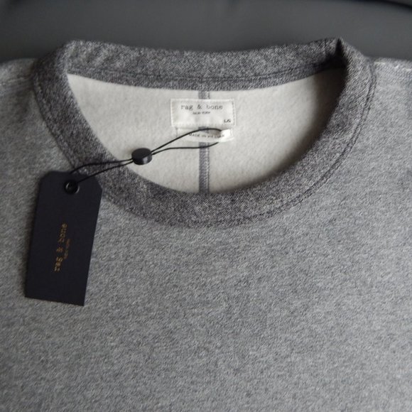 NWT Rag & Bone New York Fleece Two-tone Sweatshirt Heather Grey Crew Neck Top - Picture 6 of 7